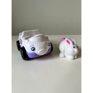Fisher-Price Little People 2 Seater White Purple Easter Egg Car 2001 and Bunny